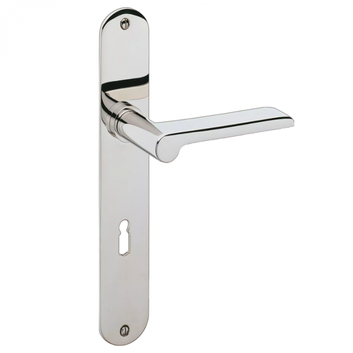 Drücker-Garnitur Langschild BAUHAUS Dessau poliert vernickelt