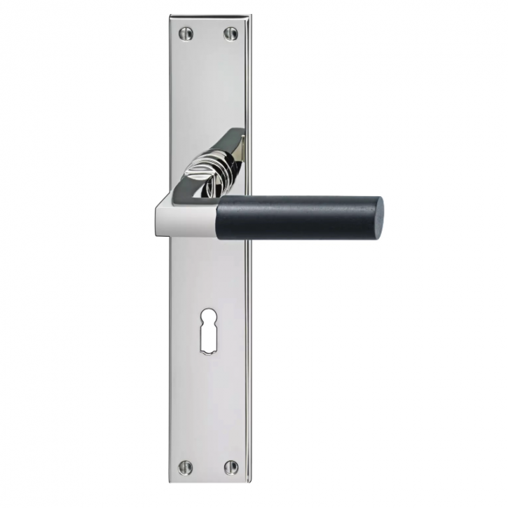 Drücker-Garnitur Langschild BAUHAUS Weimar Ebenholz poliert vernickelt