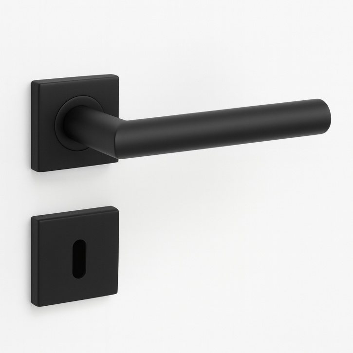 Edelstahl-Rosettengarnitur Black Frosted Gehrungsform
