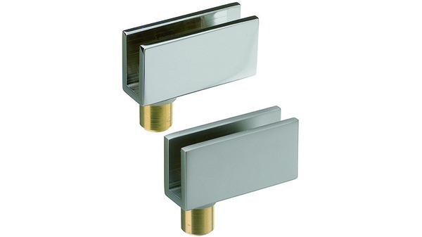 Glastürscharnier mit Zapfen 4 Messing Edelstahlfinish Glastürscharnier mit Zapfen 4 Messing Edelstahlfinish