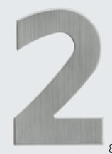 Hausnummer Edelstahl Nummer "2"
