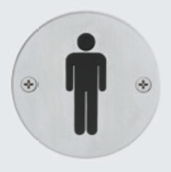 Edelstahl-Hinweisschild "Mann" rund Edelstahl-Hinweisschild "Mann" rund