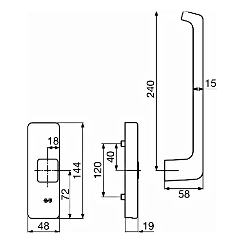 GU PSK 966 Handhebel-Griff silber 30152 / 34225 rechts