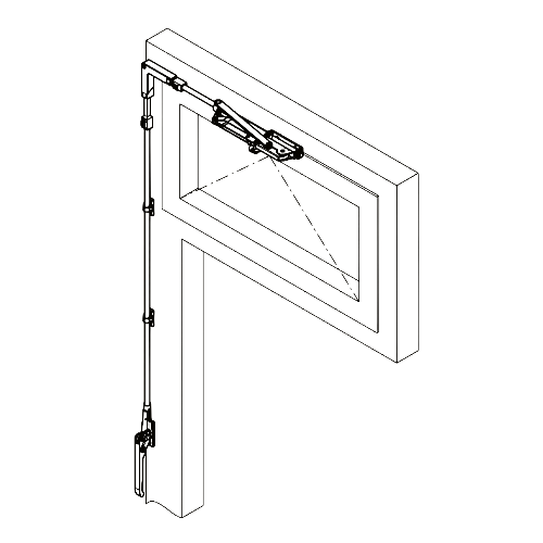 Oberlichtöffner / Kippflügelbeschlag Flügelbreiten 450 - 1200 mm