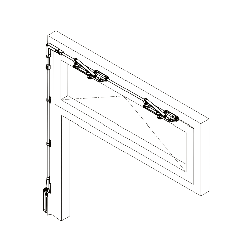 Oberlichtöffner / Kippflügelbeschlag Flügelbreiten 1201 - 2400 mm