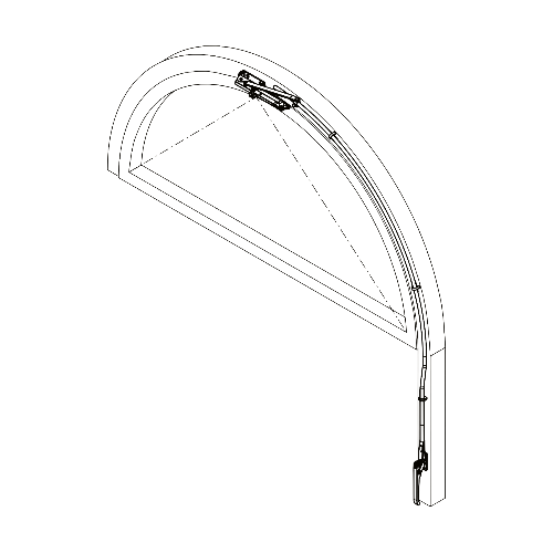 Oberlichtöffner / Kippflügelbeschlag Flügelbreiten 450 - 1200 mm