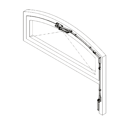 Oberlichtöffner / Kippflügelbeschlag Flügelbreiten 450 - 1200 mm