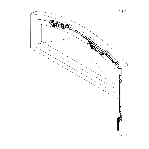 Oberlichtöffner / Kippflügelbeschlag Flügelbreiten 1201 - 2400 mm
