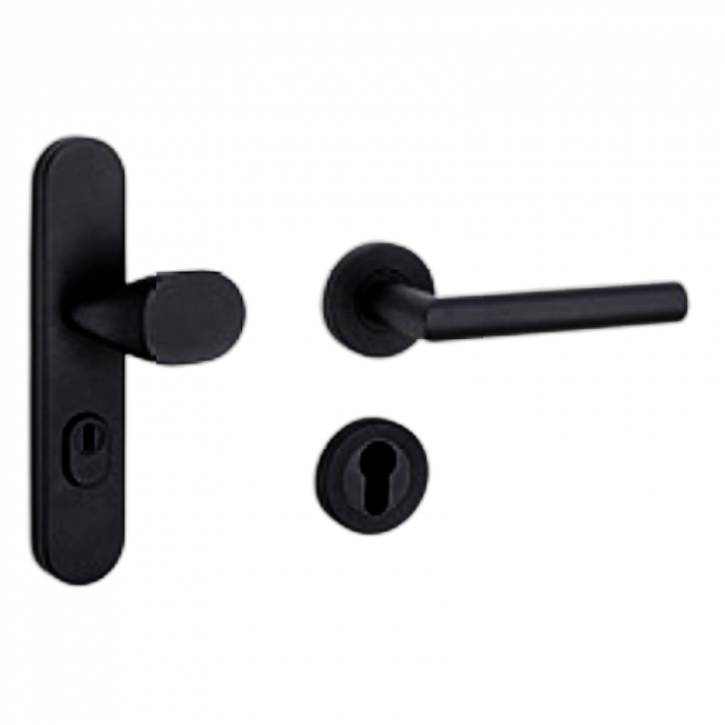 KOMBI-Edelstahl-Schutzbeschlag Black Frosted PZ 72mm Entfernungsmaß KZS