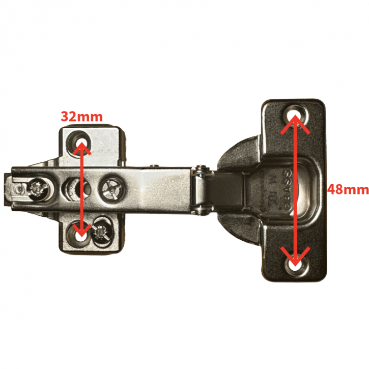 Topfband Mepla / Grass 35 mm aufliegend inkl. Montageplatte