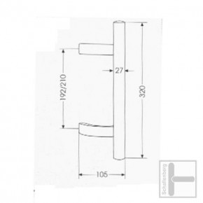 Stoßgriff Edelstahl 072.97 Einseitige Verschraubung für Holz / 192mm