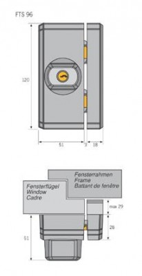 Fenster-Zusatzschloss ABUS FTS-96 Weiß