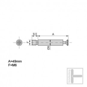 Gewindebolzen M6 x 49 mm