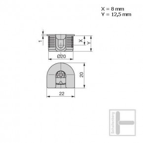 Exzenter-Verbinder klein 20 mm X= 8mm, Y = 12,5mm