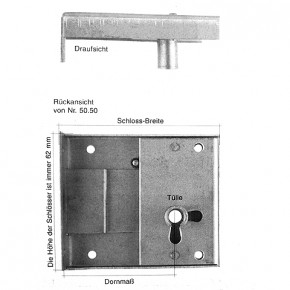 Schweizer Kasten-Schloss 45 mm / rechts