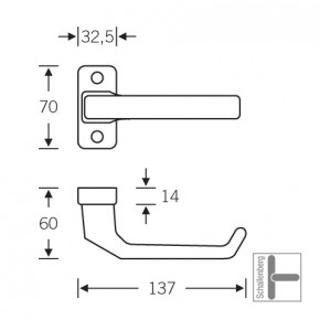 Verkröpfter Rahmentürdrücker FSB 06 0605 Aluminium