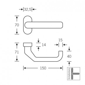 Verkröpfter Rahmentürdrücker FSB 06 0662 Aluminium