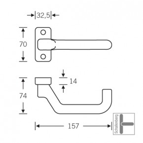 Verkröpfter Rahmentürdrücker FSB 06 0663 Aluminium