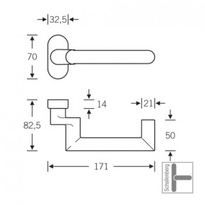 Verkröpfter Rahmentürdrücker FSB 06 1016 Aluminium