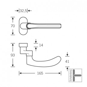 Verkröpfter Rahmentürdrücker FSB 06 1043 Aluminium