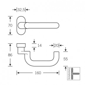 Verkröpfter Rahmentürdrücker FSB 06 1070 Aluminium