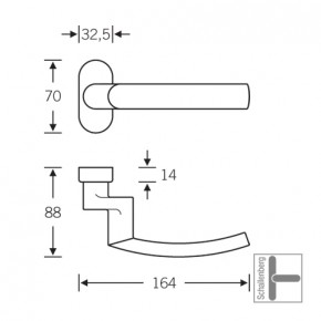 Verkröpfter Rahmentürdrücker FSB 06 1107 Aluminium