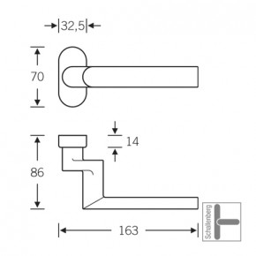 Verkröpfter Rahmentürdrücker FSB 06 1108 Aluminium