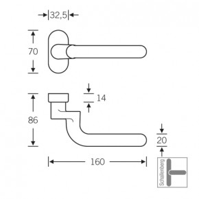 Verkröpfter Rahmentürdrücker FSB 06 1147 Aluminium