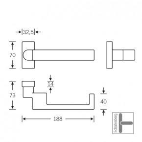 Verkröpfter FH- Rahmentürdrücker FSB 06 0644 Aluminium Standflügel (nur bei zweiflügligen Türen)