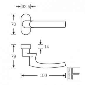 Verkröpfter FH- Rahmentürdrücker FSB 06 1015 Aluminium