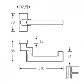 Verkröpfter FH- Rahmentürdrücker FSB 06 1031 Aluminium