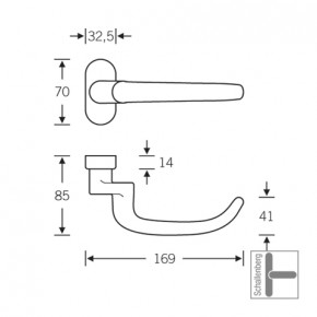 Verkröpfter FH- Rahmentürdrücker FSB 06 1053 Aluminium
