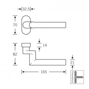 Verkröpfter FH- Rahmentürdrücker FSB 06 1076 Aluminium