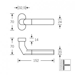 Verkröpfter FH- Rahmentürdrücker FSB 06 1078 Aluminium