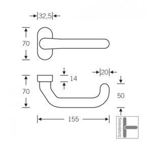 Verkröpfter FH- Rahmentürdrücker FSB 06 1146 Aluminium