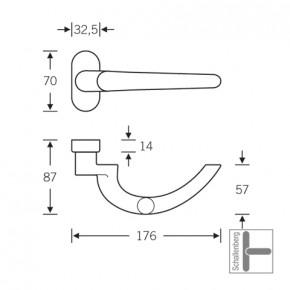 Verkröpfter FH- Rahmentürdrücker FSB 06 1160 Aluminium