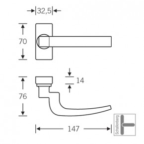 Verkröpfter FH- Rahmentürdrücker FSB 06 1163 Aluminium