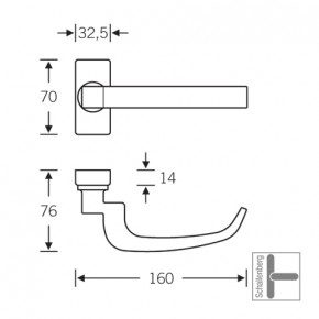 Verkröpfter FH- Rahmentürdrücker FSB 06 1164 Aluminium