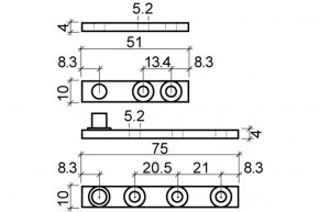 Zapfenbänder 77x10x4 mm vernickelt