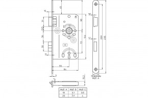 Zimmer-Einsteckschloss BB DIN LINKS
