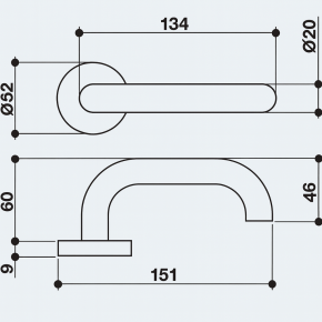 Türdrücker-Garnitur U-Form | Edelstahl BB