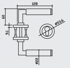 Türdrücker-Garnitur Bauhaus-Form | Edelstahl PZ