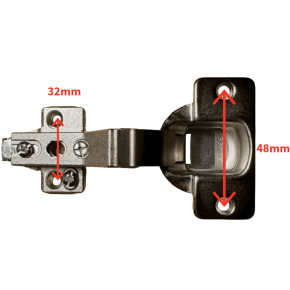 Topfband Mepla / Grass 40 mm innenliegend inkl. Montageplatte